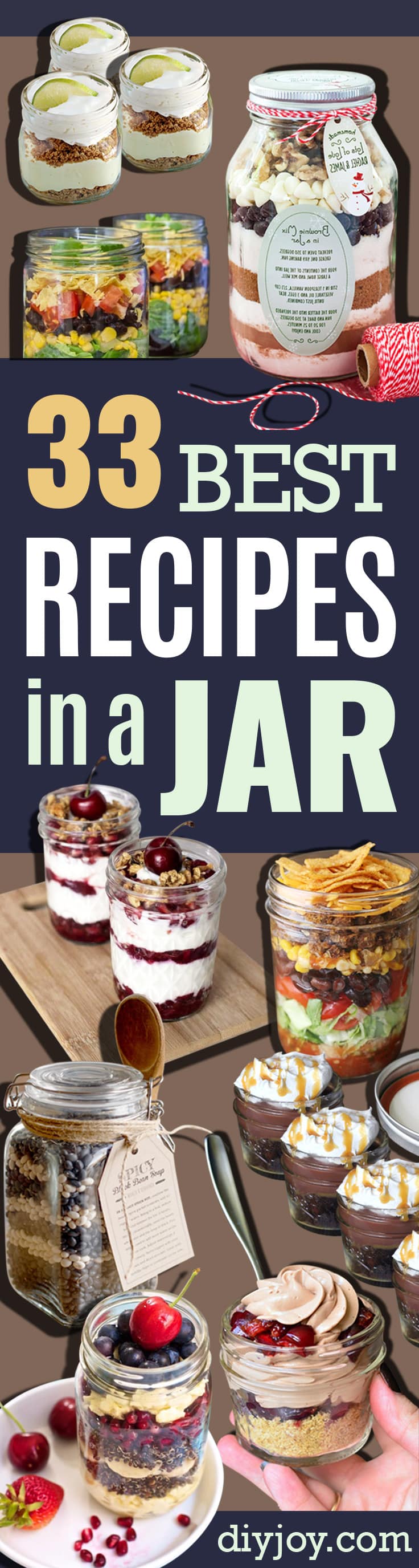 Best Recipes in A Jar - DIY Mason Jar Gifts, Cookie Recipes and Desserts, Canning Ideas, Overnight Oatmeal, How To Make Mason Jar Salad, Healthy Recipes and Printable Labels