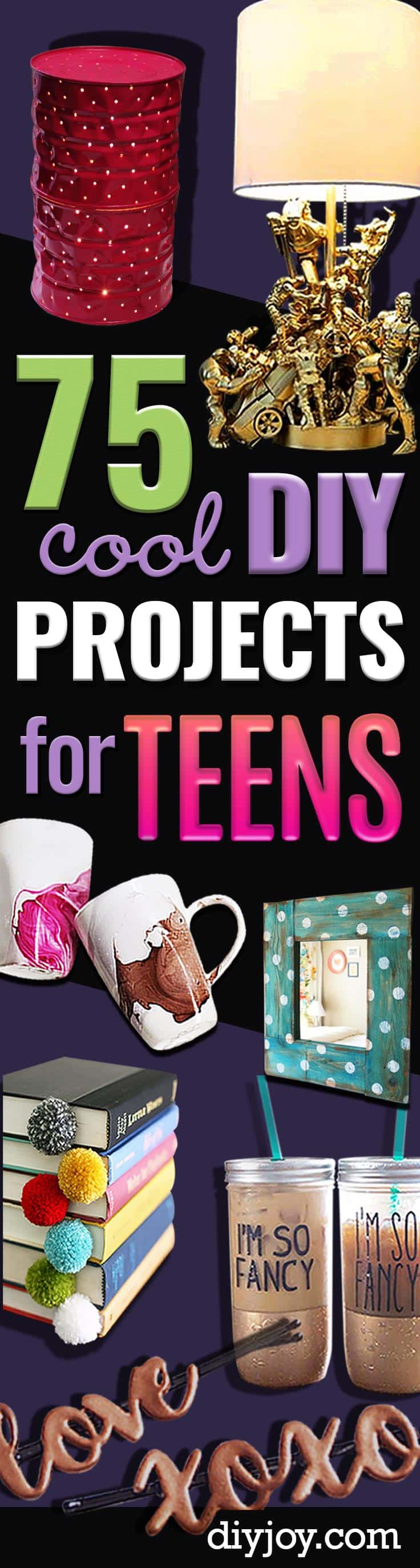 DIY Projects for Teenagers - crafts for teens - Cool Teen Crafts Ideas for Bedroom Decor, Gifts, Clothes and Fun Room Organization. Summer and Awesome School Stuff 