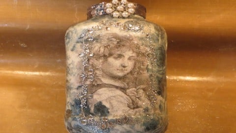 Upcycled Elegant Decoupaged Mason Jar With Jewels! | DIY Joy Projects and Crafts Ideas
