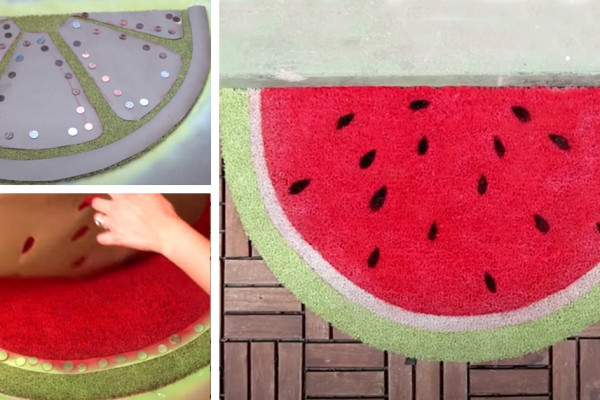 DIY Doormats Tutorial - Cheap DIY Home Decor - How to Make a Watermelon Doormat