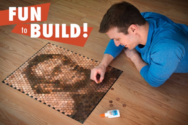 Cool DIYs Made With Money, Dollar Bills and Coins - Abraham Lincoln Penny Portrait - Walls, Floors, DIY Penny Table. Art With Pennies, Walls and Furniture Make With Money, Dollar Bills and Coins. Cool, Creative Tutorials, Home Decor and DIY Projects Made With Cash 