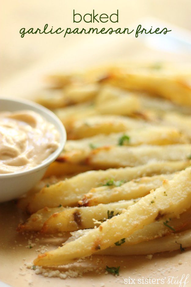 Best Recipes for a Backyard Barbecue - Baked Garlic Parmesan Fries - Best Cheap, Easy and Quick Recipes Ideas for Awesome Cookouts. Outdoor BBQ and Party Foods You Can Make for A Crowd 