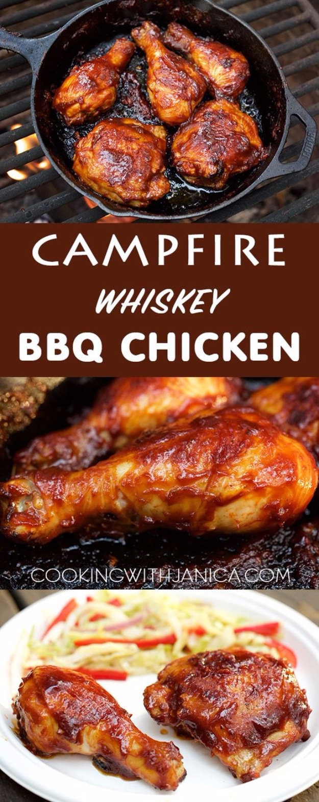 Best Recipes for a Backyard Barbecue - Campfire Whiskey BBQ Chicken - Best Cheap, Easy and Quick Recipes Ideas for Awesome Cookouts. Outdoor BBQ and Party Foods You Can Make for A Crowd 