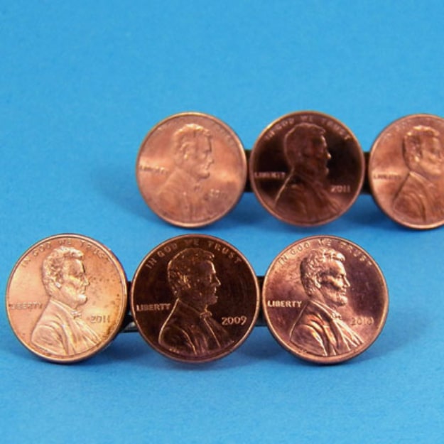 Cool DIYs Made With Money, Dollar Bills and Coins - Coin Barrettes - Walls, Floors, DIY Penny Table. Art With Pennies, Walls and Furniture Make With Money, Dollar Bills and Coins. Cool, Creative Tutorials, Home Decor and DIY Projects Made With Cash 