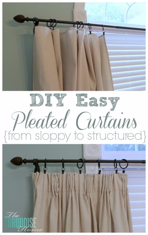 50 DIY Curtains and Drapery Ideas - DIY Easy Pleated Curtains - Easy No Sew Ideas and Step by Step Tutorials for Drapes and Curtain Ideas - Cheap and Creative Projects for Bedroom, Living Room, Kitchen, Kids and Teen Rooms - Simple Draperies for Fabric, Made Out of Sheets, Blackout Curtains and Valances #sewing #diydecor #drapes #decoratingideas