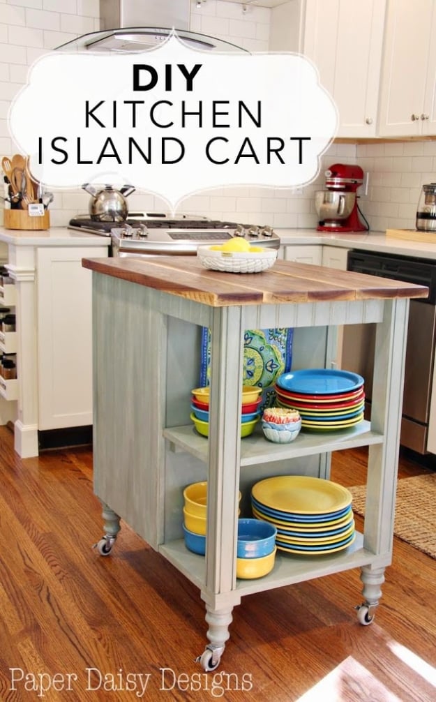 DIY Kitchen Makeover Ideas - DIY Kitchen Island Cart - Cheap Projects Projects You Can Make On A Budget - Cabinets, Counter Tops, Paint Tutorials, Islands and Faux Granite. Tutorials and Step by Step Instructions 