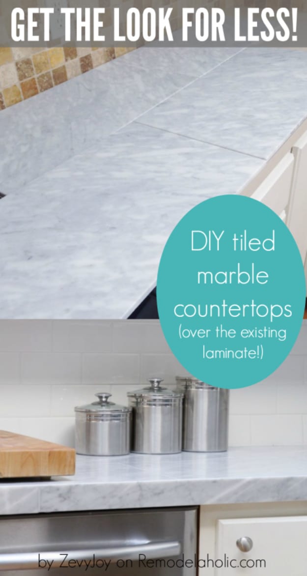 DIY Kitchen Makeover Ideas - DIY Marble Countertop Using Laminate - Cheap Projects Projects You Can Make On A Budget - Cabinets, Counter Tops, Paint Tutorials, Islands and Faux Granite. Tutorials and Step by Step Instructions 