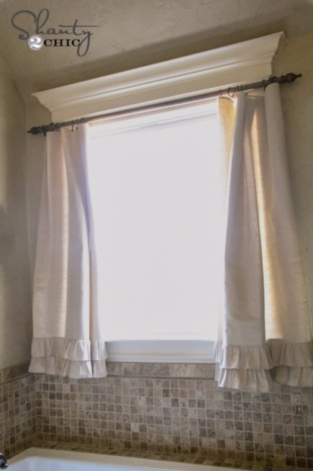 40 DIY Ways to Dress Up Boring Windows - DIY Ruffle Drop Cloth Curtains - Cool Crafts and DIY Ideas to Make Awesome Bedrooms, Living Room Decor - Easy No Sew Ideas, Cheap Ideas for Makeovers, Painting and Sewing Tutorials With Step by Step Instructions for Awesome Home Decor 