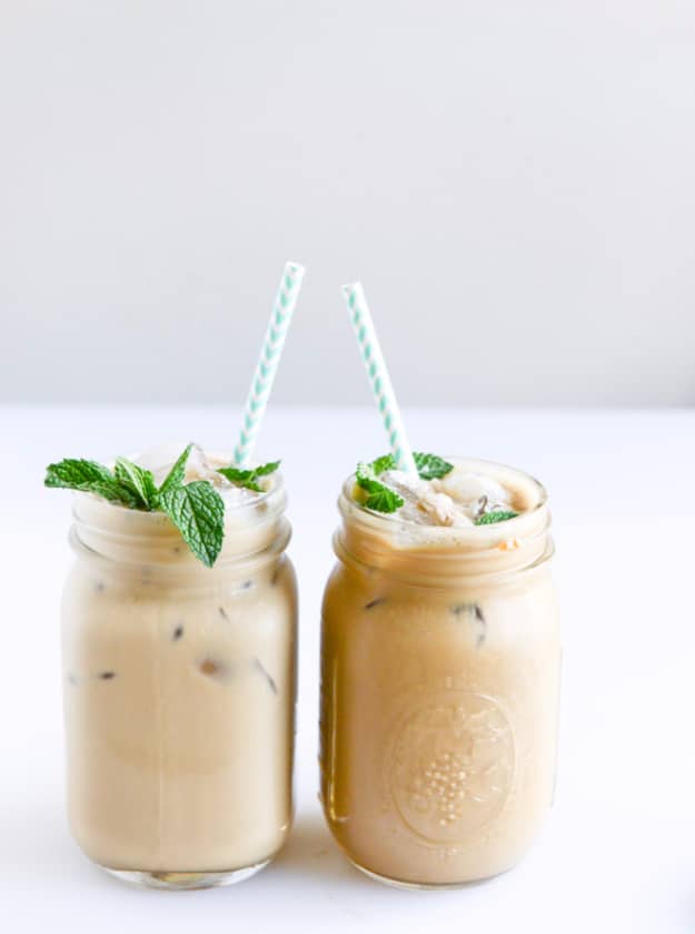 31 Clever Ways To Serve Drinks In Jars - Fresh Mint Iced Coffee - Fun and Creative Way to Serve Soda, Tea, Cocktails and Party Drinks. Mason Jar Recipes and More Easy, Fun Ideas 