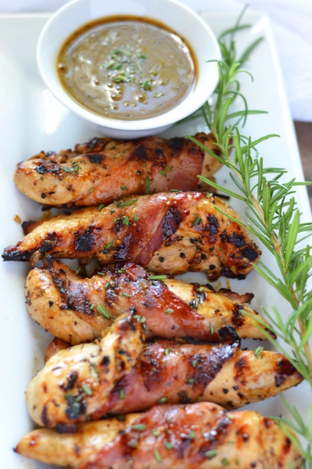 Best Recipes for a Backyard Barbecue - Grilled Bacon Wrapped Chicken With Sweet Black Pepper And Rosemary - Best Cheap, Easy and Quick Recipes Ideas for Awesome Cookouts. Outdoor BBQ and Party Foods You Can Make for A Crowd 