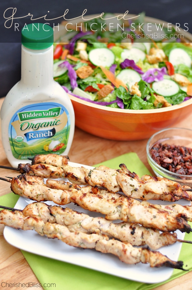 Best Recipes for a Backyard Barbecue - Grilled Ranch Chicken Skewers - Best Cheap, Easy and Quick Recipes Ideas for Awesome Cookouts. Outdoor BBQ and Party Foods You Can Make for A Crowd 