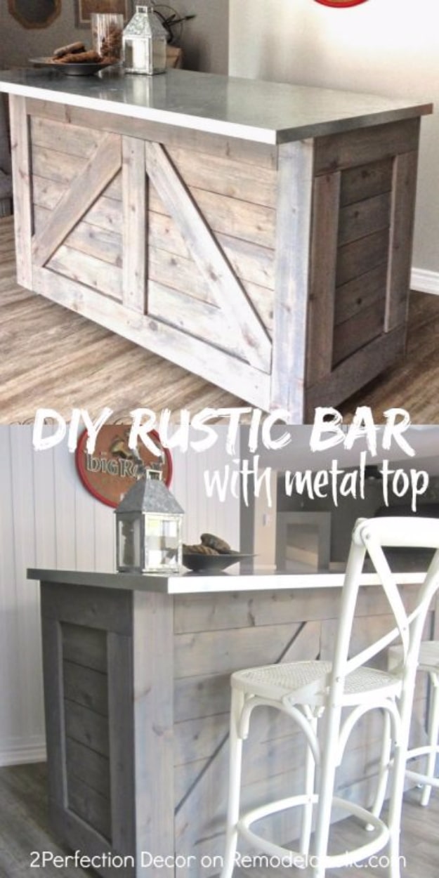 DIY Kitchen Makeover Ideas - Ikea Hack Rustic Bar Galvanized Metal Top - Cheap Projects Projects You Can Make On A Budget - Cabinets, Counter Tops, Paint Tutorials, Islands and Faux Granite. Tutorials and Step by Step Instructions 