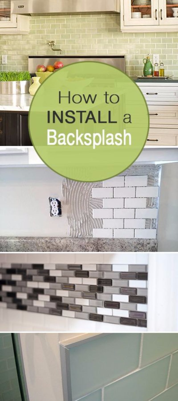 DIY Kitchen Makeover Ideas - Install A Backsplash - Cheap Projects Projects You Can Make On A Budget - Cabinets, Counter Tops, Paint Tutorials, Islands and Faux Granite. Tutorials and Step by Step Instructions 