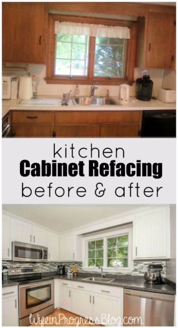 DIY Kitchen Makeover Ideas - Kitchen Cabinet Refacing - Cheap Projects Projects You Can Make On A Budget - Cabinets, Counter Tops, Paint Tutorials, Islands and Faux Granite. Tutorials and Step by Step Instructions 