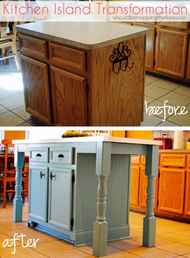 DIY Kitchen Makeover Ideas - Kitchen Island Transformation - Cheap Projects Projects You Can Make On A Budget - Cabinets, Counter Tops, Paint Tutorials, Islands and Faux Granite. Tutorials and Step by Step Instructions 