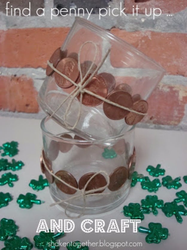 Cool DIYs Made With Money, Dollar Bills and Coins - Lucky Penny Votive Holders - Walls, Floors, DIY Penny Table. Art With Pennies, Walls and Furniture Make With Money, Dollar Bills and Coins. Cool, Creative Tutorials, Home Decor and DIY Projects Made With Cash 