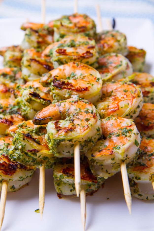 Best Recipes for a Backyard Barbecue - Pesto Grilled Shrimp - Best Cheap, Easy and Quick Recipes Ideas for Awesome Cookouts. Outdoor BBQ and Party Foods You Can Make for A Crowd 