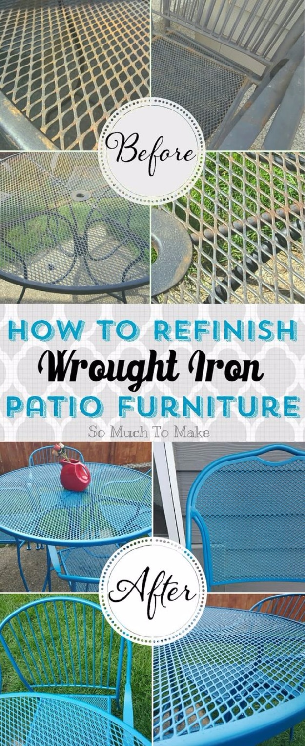 DIY Furniture Refinishing Tips - Refinishing Wrought Iron Patio Furnitures - Creative Ways to Redo Furniture With Paint and DIY Project Techniques - Awesome Dressers, Kitchen Cabinets, Tables and Beds - Rustic and Distressed Looks Made Easy With Step by Step Tutorials - How To Make Creative Home Decor On A Budget 