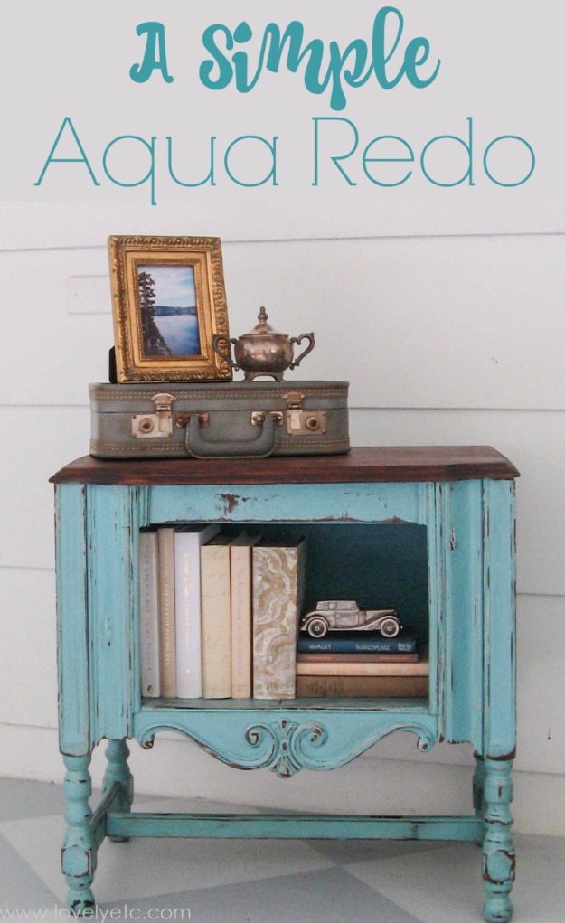 DIY Furniture Refinishing Tips - Simple Aqua Redo - Creative Ways to Redo Furniture With Paint and DIY Project Techniques - Awesome Dressers, Kitchen Cabinets, Tables and Beds - Rustic and Distressed Looks Made Easy With Step by Step Tutorials - How To Make Creative Home Decor On A Budget 