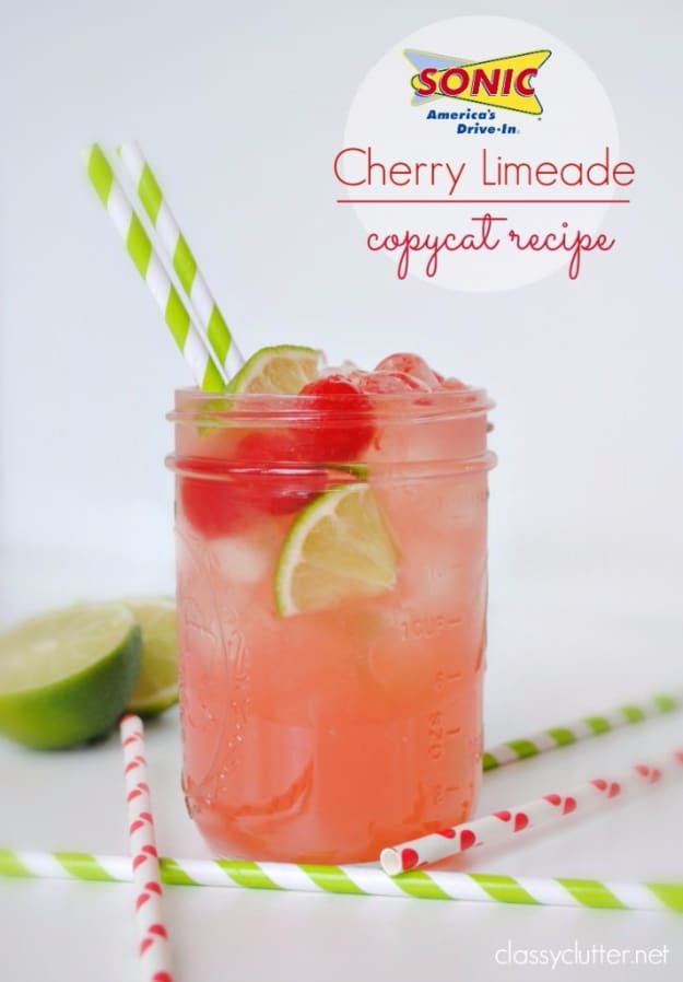 31 Clever Ways To Serve Drinks In Jars - Sonic Cherry Limeade Copycat Recipe - Fun and Creative Way to Serve Soda, Tea, Cocktails and Party Drinks. Mason Jar Recipes and More Easy, Fun Ideas 