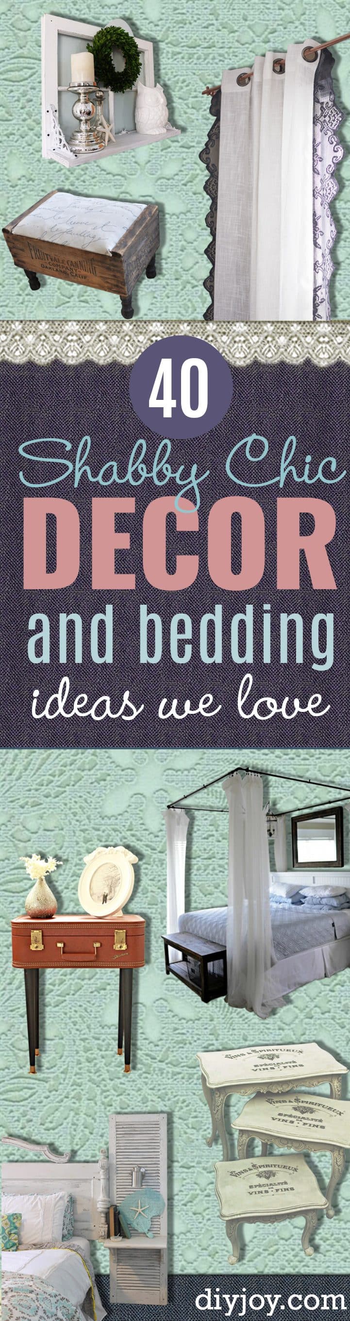 Shabby Chic Decor and Bedding Ideas - Rustic, Country French and Romantic Vintage Bedroom, Living Room and Kitchen Country Cottage Furniture and Home Decor Ideas. Step by Step Tutorials and Instructions #rusticdecor #shabbychic