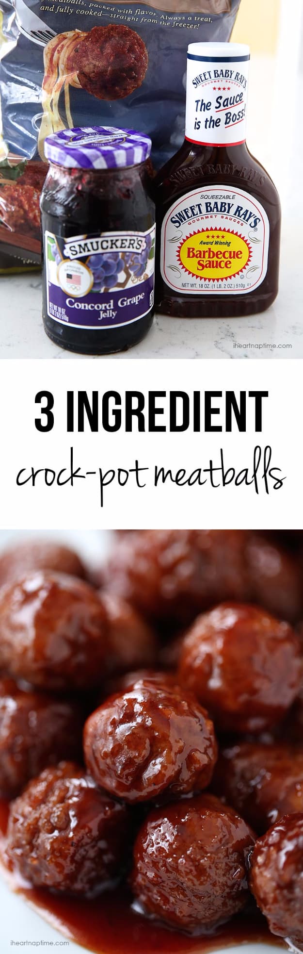 33 Easy Three Ingredient Recipes - 3 Ingredient Crock Pot Meatballs - Quick And Healthy 3 Ingredients Recipe Ideas for Breakfast, Lunch, Dinner, Appetizers, Snacks and Desserts - Cookies, Chicken, Crockpot Ideas, Baking and Microwave Recipes and Tutorials #easyrecipes #quickrecipes