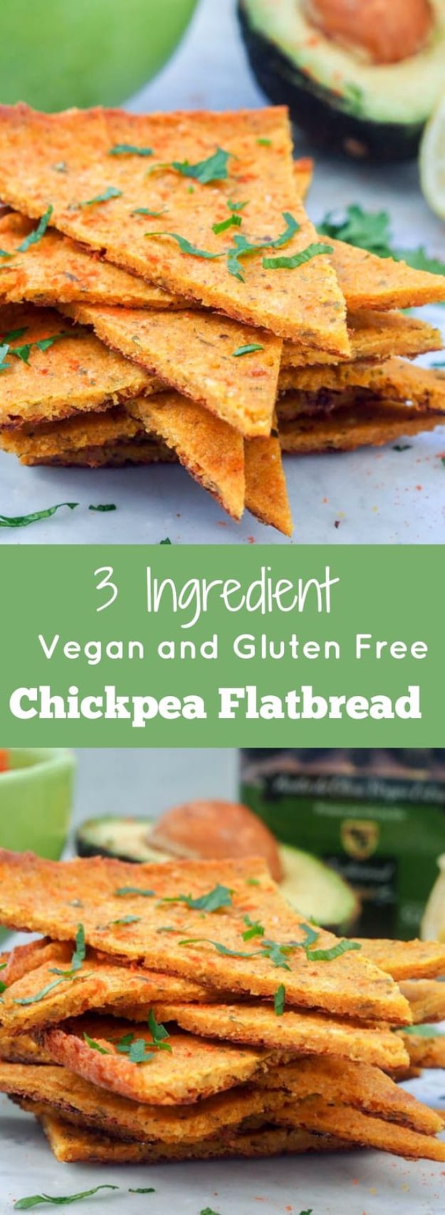 Quick Three Ingredient Recipes for Dinner- 3 Ingredient Vegan And Gluten Free Chickpea Flatbread - Quick And Healthy 3 Ingredients Recipe Ideas for Breakfast, Lunch, Dinner, Appetizers, Snacks and Desserts - Cookies, Chicken, Crockpot Ideas, Baking and Microwave Recipes and Tutorials #easyrecipes #quickrecipes