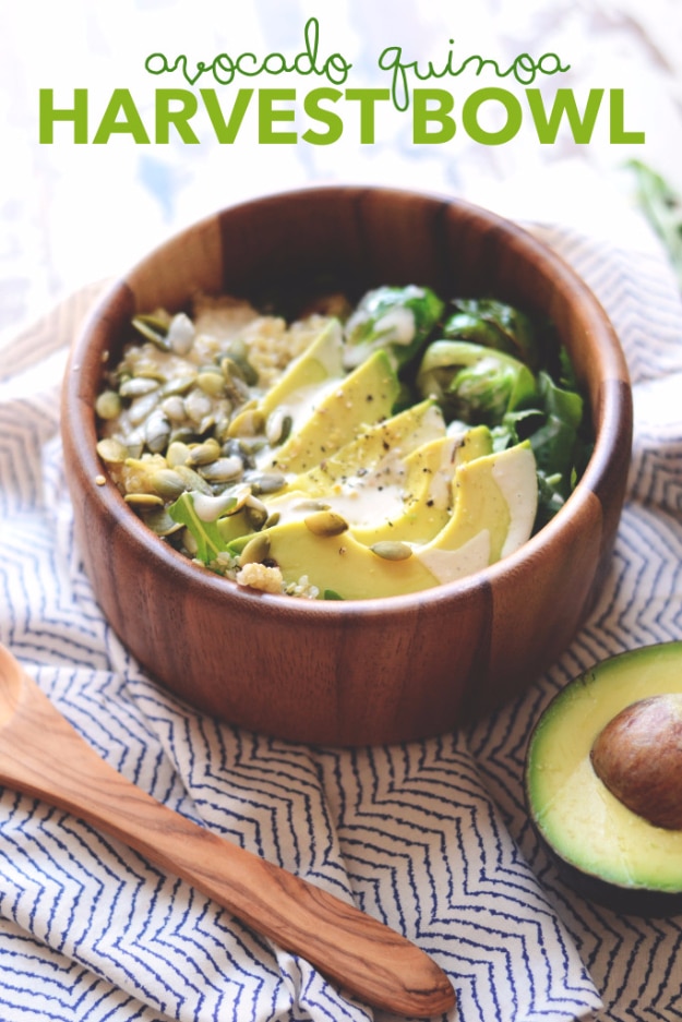 35 Fall Recipes - Avocado Quinoa Harvest Bowl - Best Quick And Easy Fall Recipe Ideas and Healthy Dishes You Can Make For Dinner, Soup, Appetizers, Crockpot and Slow Cooker Snacks and Drinks, Even Dessert 