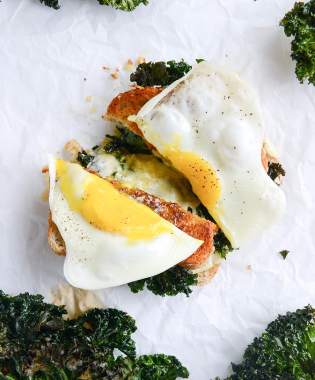 35 Fall Recipes - Crispy Kale Grilled Cheese With Fried Eggs - Best Quick And Easy Fall Recipe Ideas and Healthy Dishes You Can Make For Dinner, Soup, Appetizers, Crockpot and Slow Cooker Snacks and Drinks, Even Dessert 