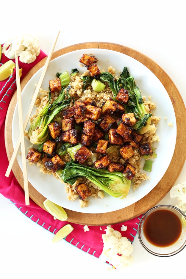 35 Fall Recipes - Crispy Peanut Tofu And Cauliflower Rice Stir Fry - Best Quick And Easy Fall Recipe Ideas and Healthy Dishes You Can Make For Dinner, Soup, Appetizers, Crockpot and Slow Cooker Snacks and Drinks, Even Dessert 