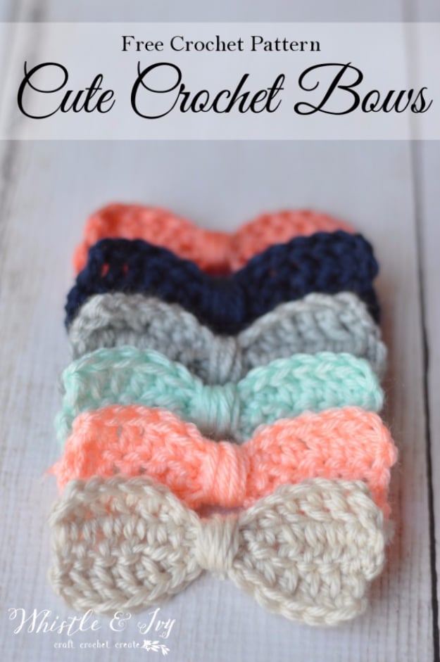 35 Easy Crochet Patterns - Cute Crochet Bows - Crochet Patterns For Beginners, Quick And Easy Crochet Patterns, Crochet Ideas To Try, Crochet Ideas To Make And Sell, Easy Crochet Ideas #crochet #crochetpatterns #diygifts