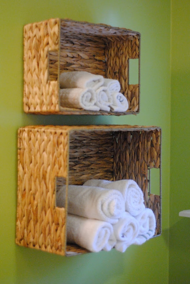 Dollar Store Crafts - DIY BATHROOM TOWEL STORAGE - Best Cheap DIY Dollar Store Craft Ideas for Kids, Teen, Adults, Gifts and For Home #dollarstore #crafts #cheapcrafts #diy