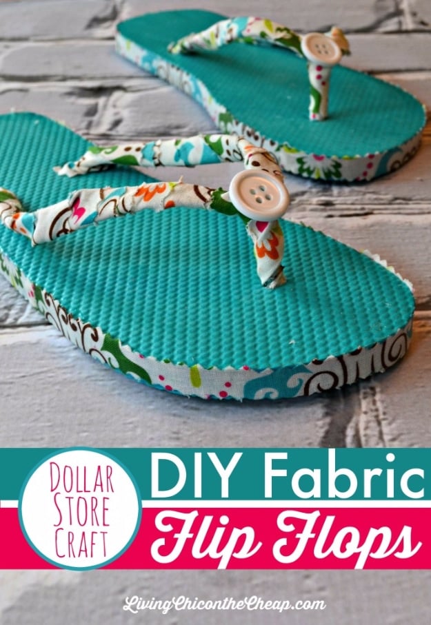 Dollar Store Crafts - DIY Fabric Flip Flops - Best Cheap DIY Dollar Store Craft Ideas for Kids, Teen, Adults, Gifts and For Home #dollarstore #crafts #cheapcrafts #diy