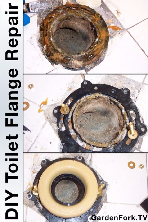 33 Home Repair Secrets From the Pros - DIY Toilet Flange Repair - Home Repair Ideas, Home Repairs On A Budget, Home Repair Tips, Living Room, Bedroom, Kitchen Repair, Home Improvement, Quick And Easy Home Tips http://diyjoy.com/diy-home-repair-secrets