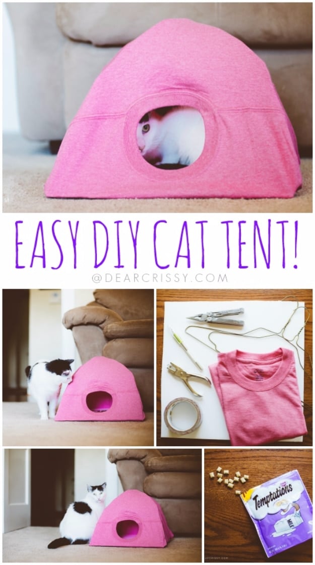  Easy DIY Projects - Easy DIY Cat Tent - Easy DIY Crafts and Projects - Simple Craft Ideas for Beginners, Cool Crafts To Make and Sell, Simple Home Decor, Fast DIY Gifts, Cheap and Quick Project Tutorials #diy #crafts #easycrafts