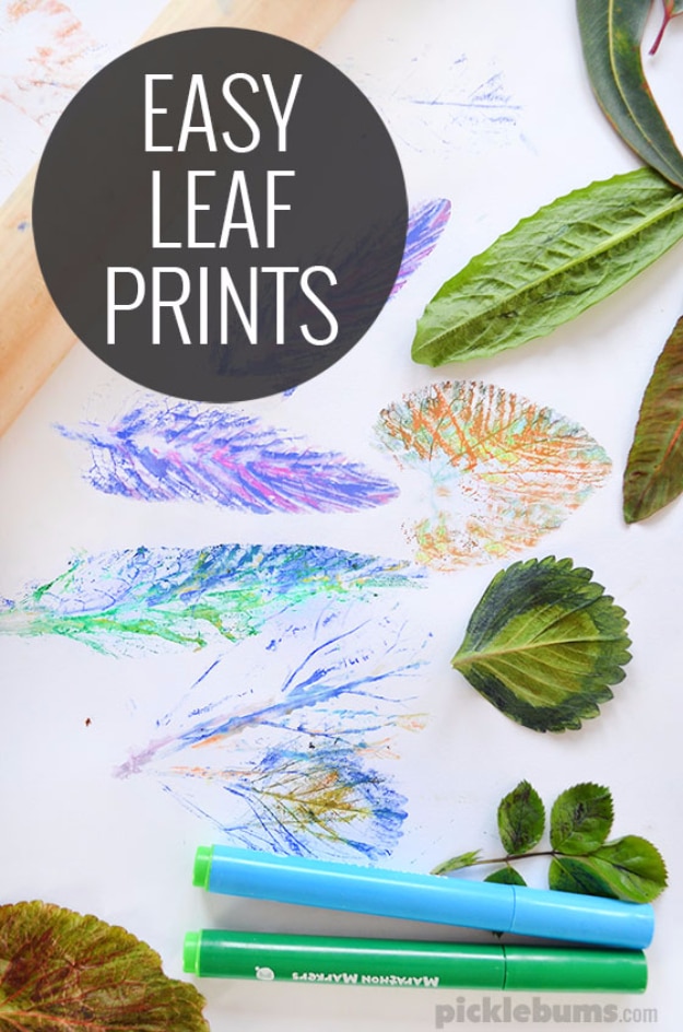  Easy DIY Projects - Easy Leaf Printing - Easy DIY Crafts and Projects - Simple Craft Ideas for Beginners, Cool Crafts To Make and Sell, Simple Home Decor, Fast DIY Gifts, Cheap and Quick Project Tutorials #diy #crafts #easycrafts