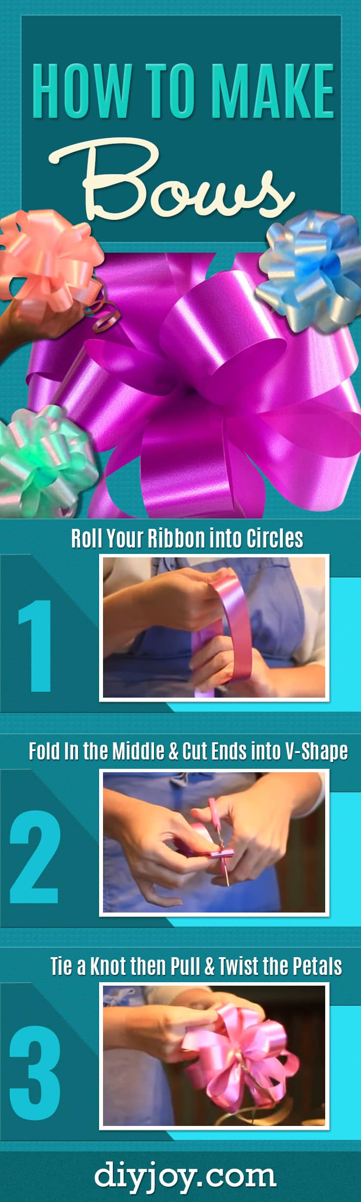 How To Make Bows - Learn How To Tie a Bow for DIY Christmas Presents and Holiday Gifts - Easy Bow Making Tutorial with Step by Step Instructions and Video - Gift Wrapping Made Simple With Big, Beautiful Bows - Creative Crafts and DIY Projects