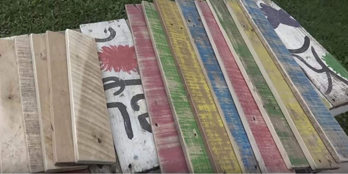 He Found This Colored Pallet Wood In Front of A Shut Down Pre-School And Created Magic! | DIY Joy Projects and Crafts Ideas