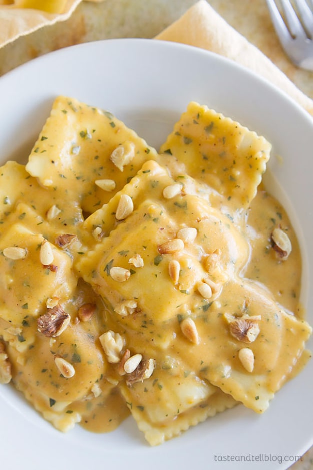 35 Fall Recipes - Ravioli Pumpkin Alfredo Recipe - Best Quick And Easy Fall Recipe Ideas and Healthy Dishes You Can Make For Dinner, Soup, Appetizers, Crockpot and Slow Cooker Snacks and Drinks, Even Dessert 