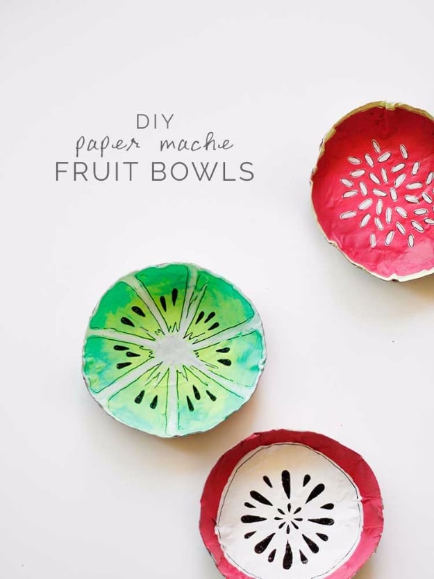 Dollar Store Crafts - Simple DIY Paper Mache Fruit Bowls - Best Cheap DIY Dollar Store Craft Ideas for Kids, Teen, Adults, Gifts and For Home #dollarstore #crafts #cheapcrafts #diy