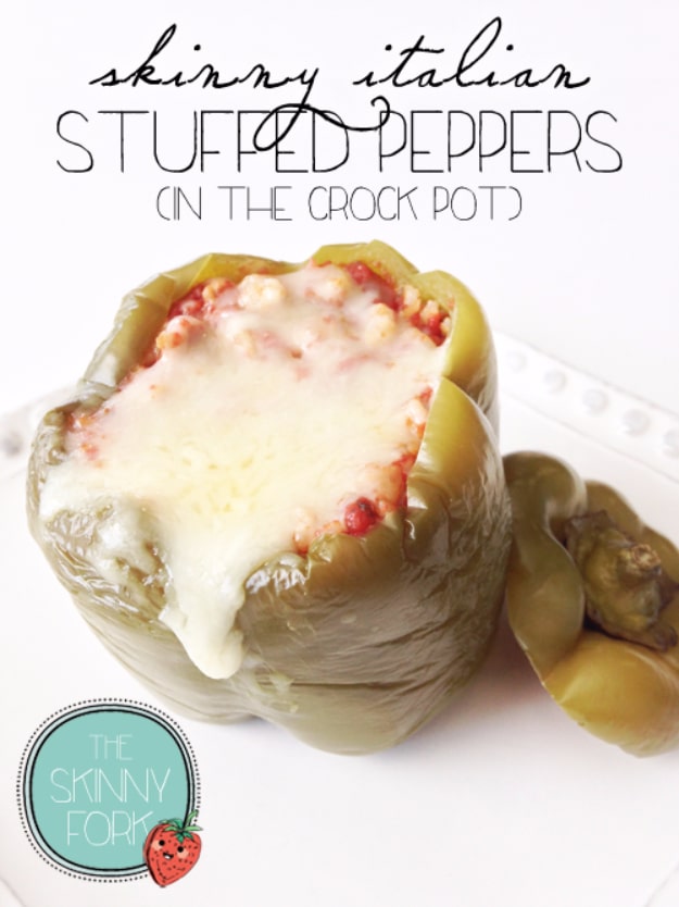 33 Easy Recipes for Back To School - Skinny Italian Stuffed Peppers -Quick and Delicious Recipe Ideas for Kids and Adults. Pack for School Lunches, Make Ahead for Work, Freeze and Store for Early Morning Breakfasts, Super Lunch Meals, Simple Snacks and Dinner 