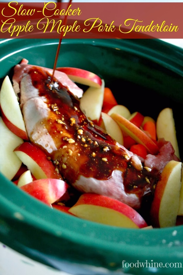 35 Fall Recipes - Slow-Cooker Apple Maple Pork Tenderloin - Best Quick And Easy Fall Recipe Ideas and Healthy Dishes You Can Make For Dinner, Soup, Appetizers, Crockpot and Slow Cooker Snacks and Drinks, Even Dessert 
