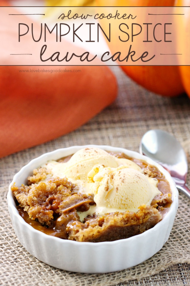 35 Fall Recipes - Slow Cooker Pumpkin Spice Lava Cake - Best Quick And Easy Fall Recipe Ideas and Healthy Dishes You Can Make For Dinner, Soup, Appetizers, Crockpot and Slow Cooker Snacks and Drinks, Even Dessert 