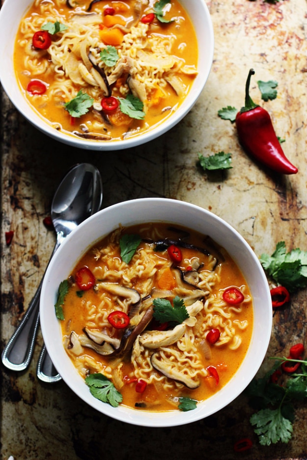 35 Fall Recipes - Spicy Thai Style Pumpkin Butternut Ramen - Best Quick And Easy Fall Recipe Ideas and Healthy Dishes You Can Make For Dinner, Soup, Appetizers, Crockpot and Slow Cooker Snacks and Drinks, Even Dessert 