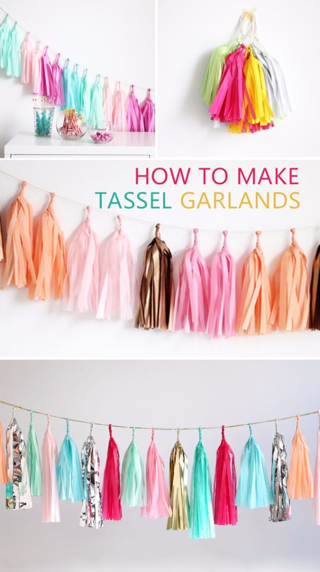 Dollar Store Crafts - Tassel Garland DIY - Best Cheap DIY Dollar Store Craft Ideas for Kids, Teen, Adults, Gifts and For Home #dollarstore #crafts #cheapcrafts #diy