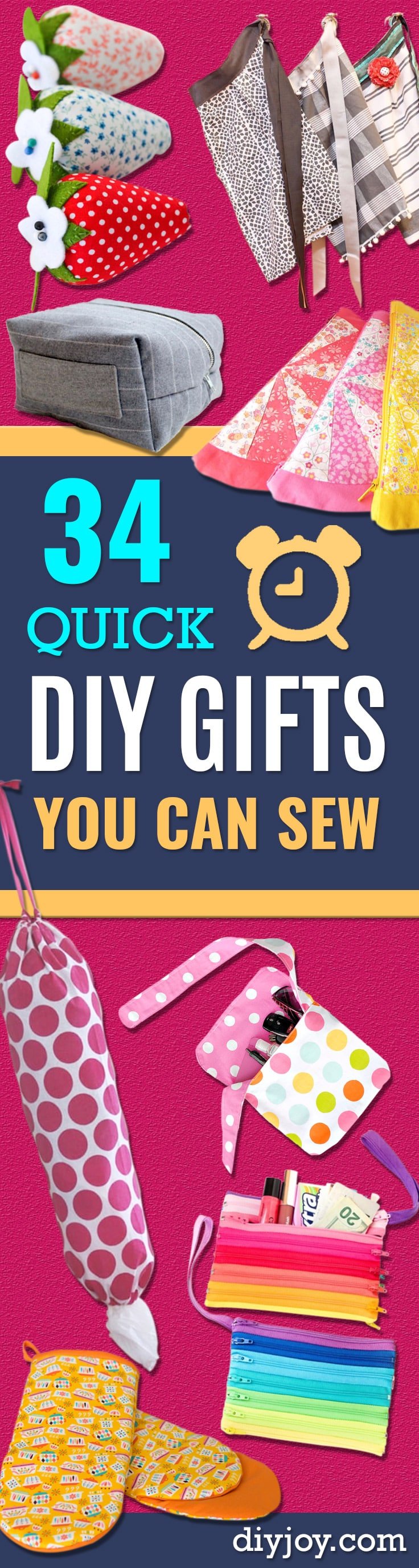 quick diy gifts to sew - Best Sewing Projects for Gift Giving and Simple Handmade Presents - Free Patterns and Easy Step by Step Tutorials #sewing #diygifts