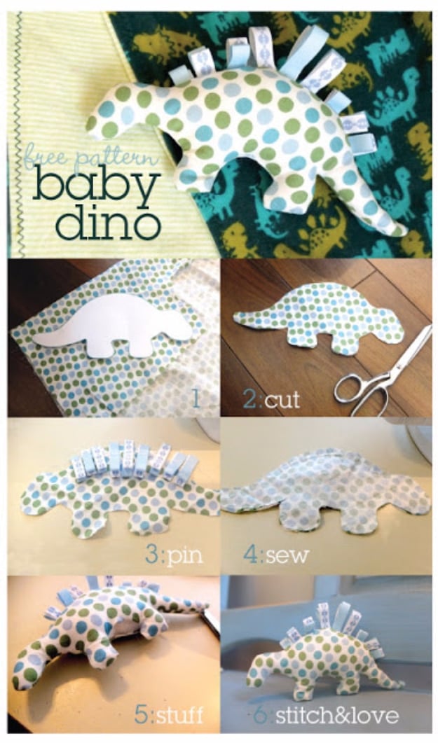 51 Things to Sew for Baby - Baby Dino Pattern - Cool Gifts For Baby, Easy Things To Sew And Sell, Quick Things To Sew For Baby, Easy Baby Sewing Projects For Beginners, Baby Items To Sew And Sell #baby #diy #diygifts