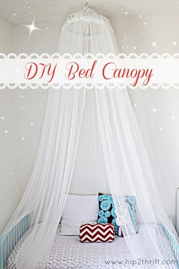 DIY Room Decor Ideas for Girl Rooms - Easy Bed Canopy DIY Bedroom Decor for Girls- Cheap Do It Yourself Room Decor For Girls, Room Decorating Ideas, Creative Room Decor For Girls, Bedroom Accessories, Cute Room Decor For Teen Girls 