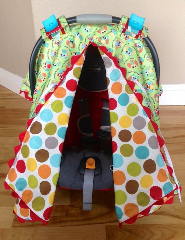 DIY Gifts for Babies - Car Seat Canopy - Best DIY Gift Ideas for Baby Boys and Girls - Creative Projects to Sew, Make and Sell, Gift Baskets, Diaper Cakes and Presents for Baby Showers and New Parents. Cool Christmas and Birthday Ideas #diy #babygifts #diygifts #baby