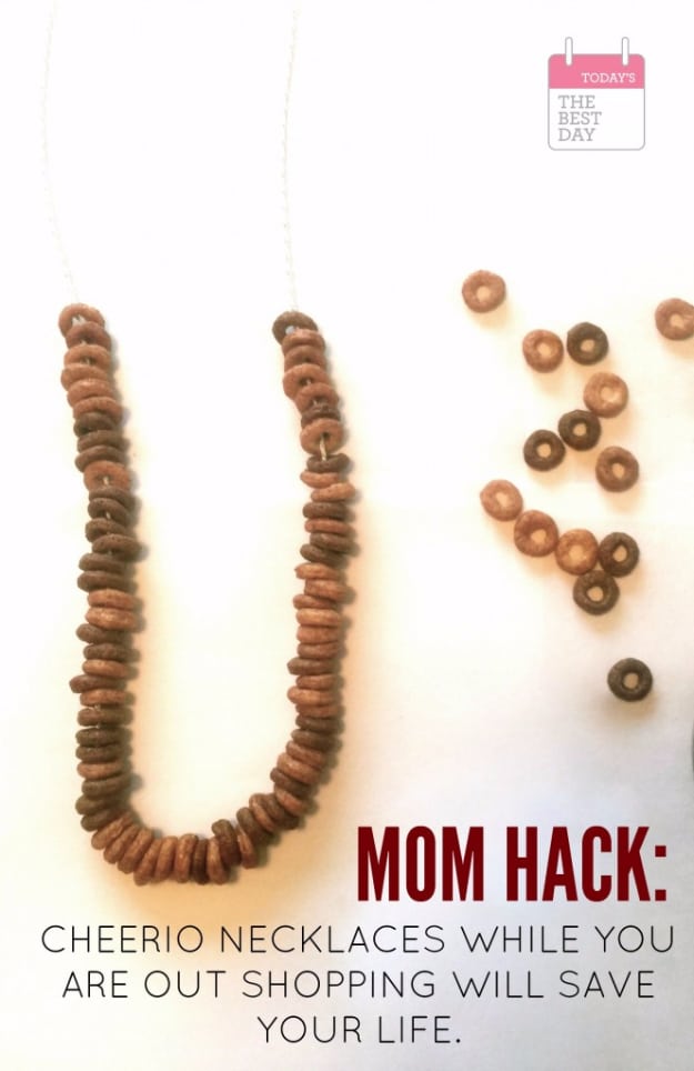 32 DIY Parenting Hacks - Cheerio Necklaces - Brilliant Parenting Hacks, Tips And Tricks That Will Make Parenting Easier, Parenting Made Fun, Genius Parenting Hacks Every Parent Should Know, Best Parenting Hacks, Extremely Clever Parenting Hacks 